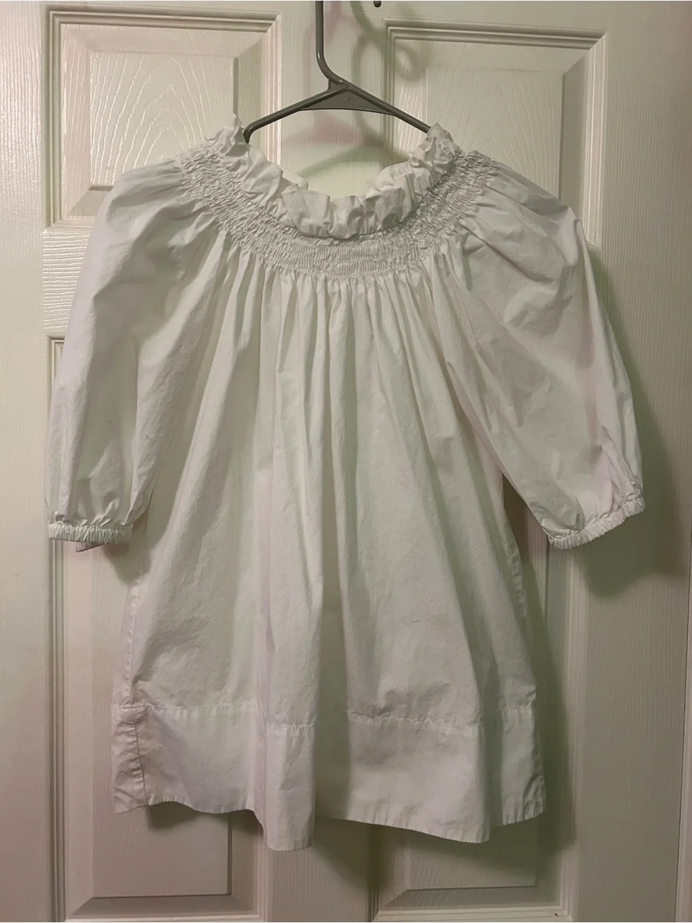 J. Crew White Smocked Peasant Blouse